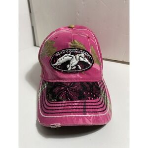 VTG Duck Commander Pink Camo Hat Black Lace Overlay distress women's Adjustable